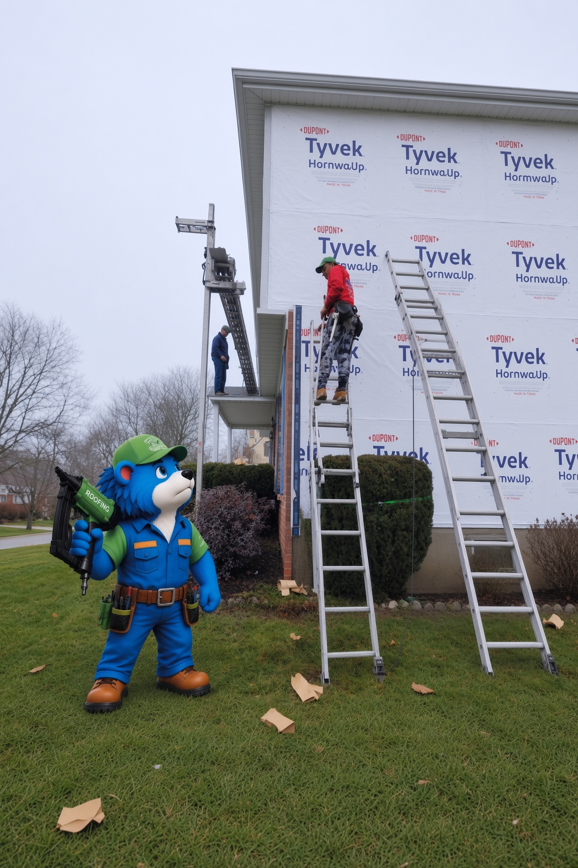 Roofing crew installing shingles on a home in Pennsylvania